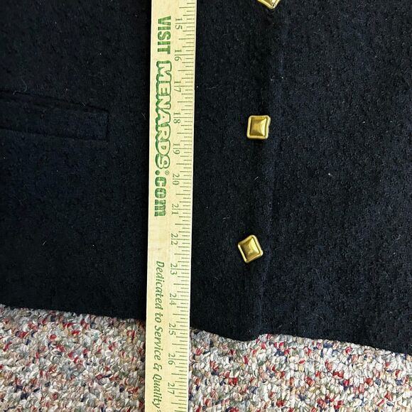 Vintage Bridgewater Black Wool Boucle Gold Buttoned LS Lady Jacket Size 12 - Picture 14 of 15